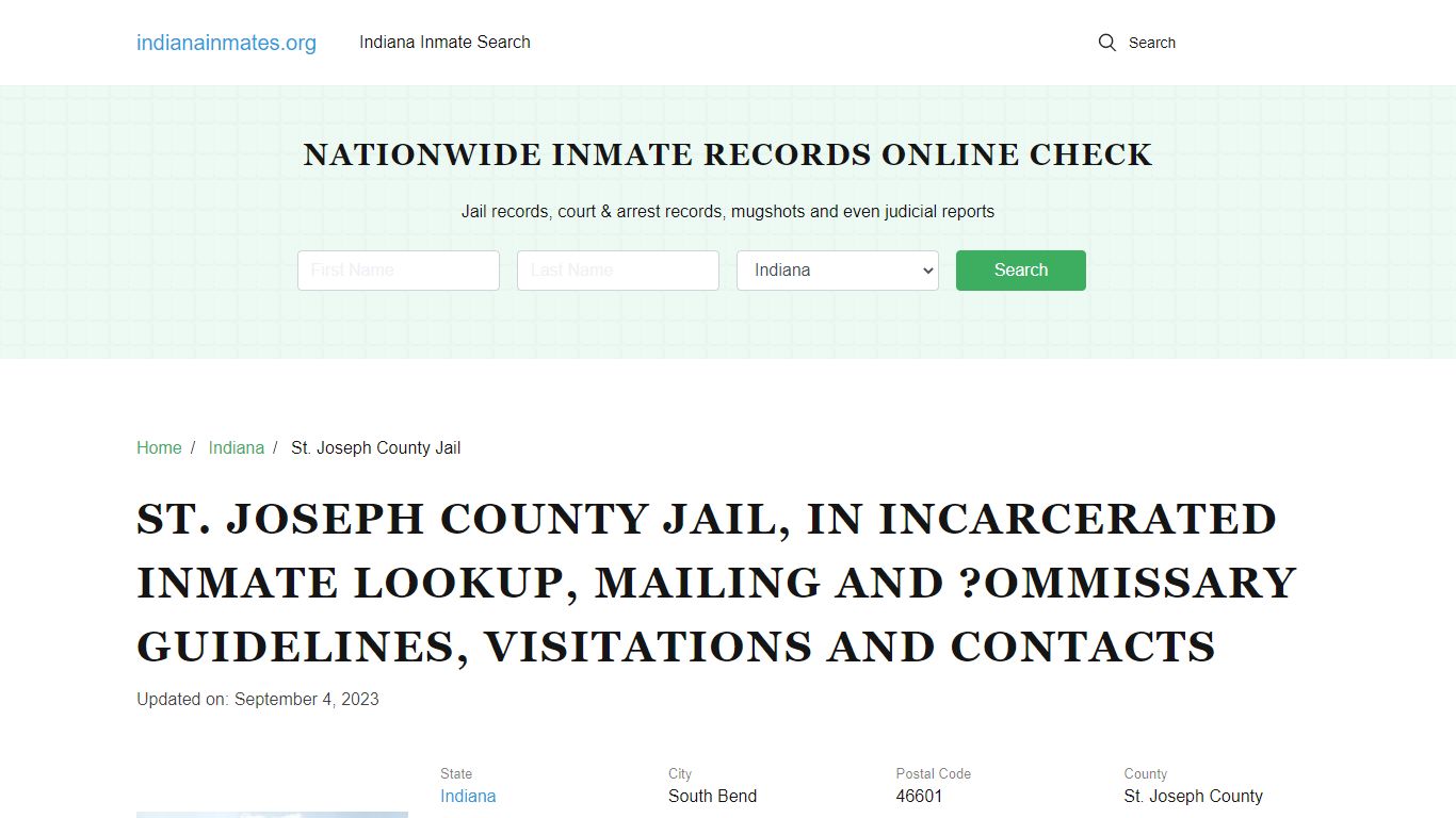 St. Joseph County Jail, IN: Offender Locator, Visitation & Contact Info